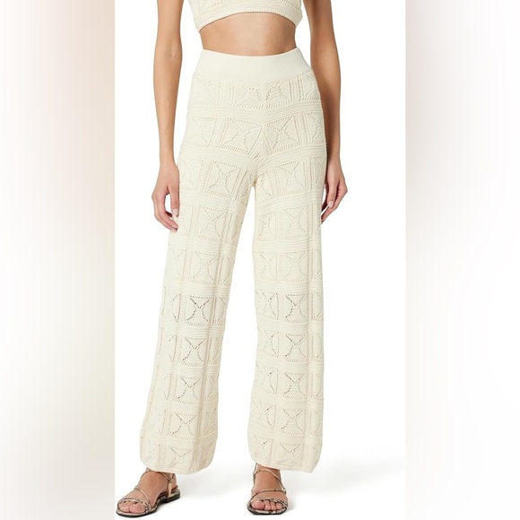 The Drop Knit Pants Cream Wide Leg High Rise Size Large - Picture 1 of 7